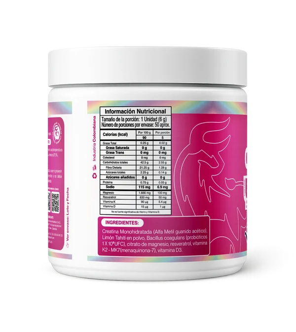 Creatina Creahybrid – 50 Servicios con Monohidrato de Creatina, Magnesio, Probióticos, Resveratrol, Vitamina K2 y D3