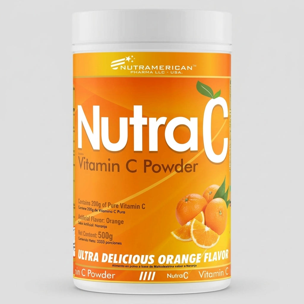 Vitamina C en Polvo Nutra C Nutramerican 500g Sabor Naranja - 3333 servicios