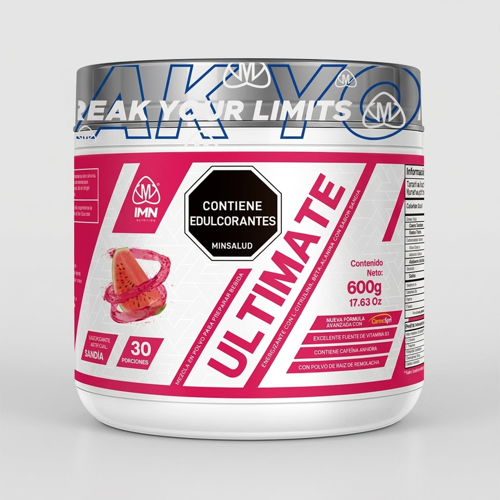 Pre-Entreno Ultimate IMN – 30 Servicios con CarnoSyn Beta-Alanina, Citrulina, Cafeína y Remolacha
