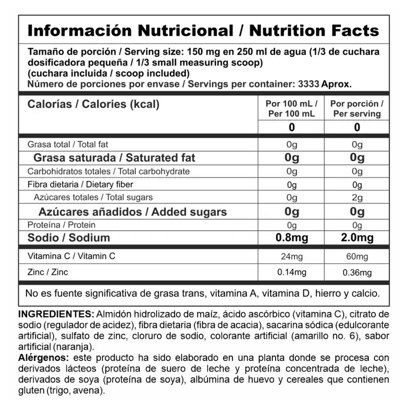 Vitamina C en Polvo Nutra C Nutramerican 500g Sabor Naranja - 3333 servicios