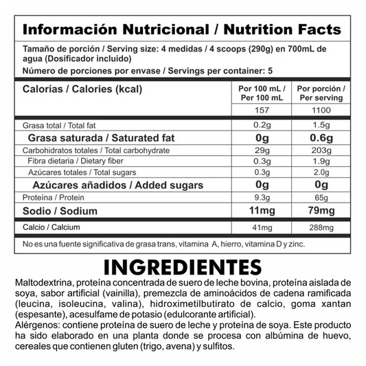 Gainz 1100 Nutramerican 3.2 Lbs (1450g) Vainilla – Con HMB, BCAA y 65g de Proteína