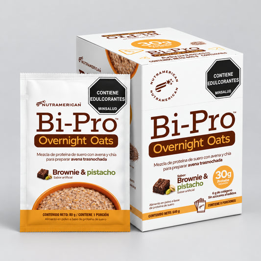 Bi-Pro Overnight Oats Nutramerican (640g / 8 Porciones) – Brownie & Pistacho