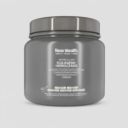 Colágeno Hidrolizado Bovino New Wealth 1000g Vainilla – 50 Servicios