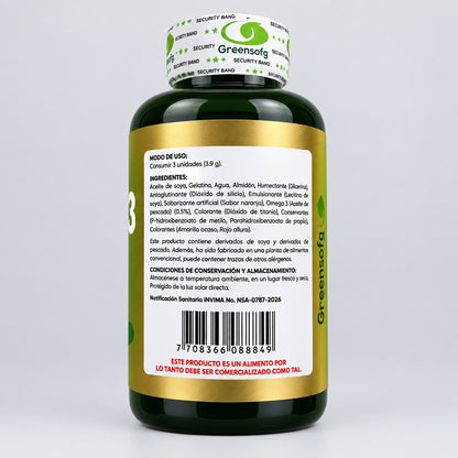Omega 3 Greensofg 1300mg – 100 Cápsulas Blandas (Softgels) Sabor a Naranja
