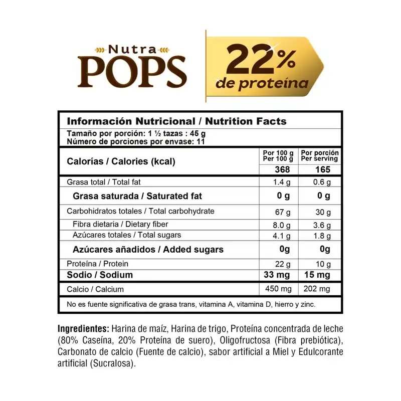 Nutra Pops Nutramerican 495g – Cereal Proteico Crujiente con Caseína
