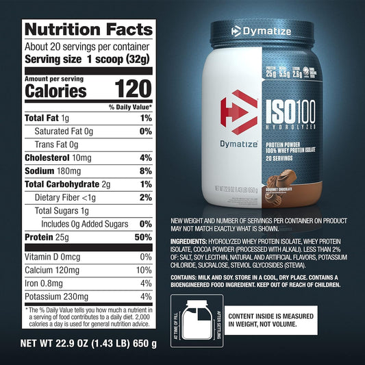 ISO100 Hydrolyzed 100% Whey Protein Isolate Gourmet Chocolate