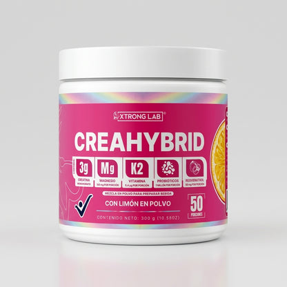 Creatina Creahybrid – 50 Servicios con Monohidrato de Creatina, Magnesio, Probióticos, Resveratrol, Vitamina K2 y D3