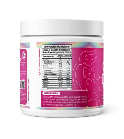 Creatina Creahybrid – 50 Servicios con Monohidrato de Creatina, Magnesio, Probióticos, Resveratrol, Vitamina K2 y D3