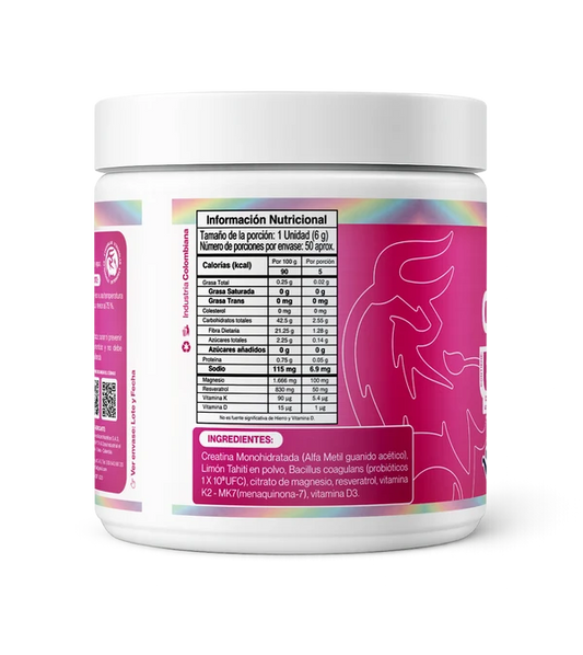 Creatina Creahybrid – 50 Servicios con Monohidrato de Creatina, Magnesio, Probióticos, Resveratrol, Vitamina K2 y D3