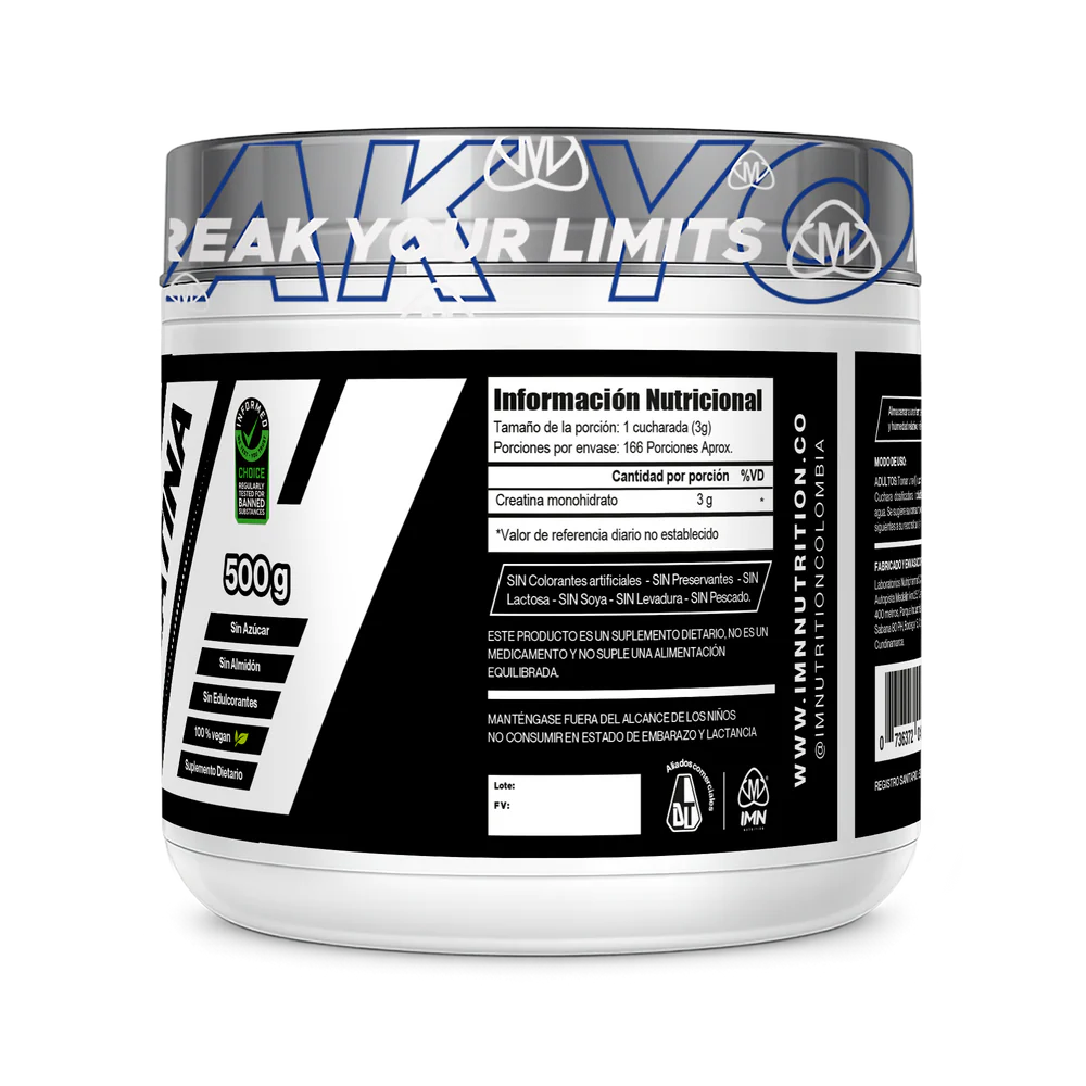 Creatina Monohidratada IMN Nutrition 500g – 166 Servicios