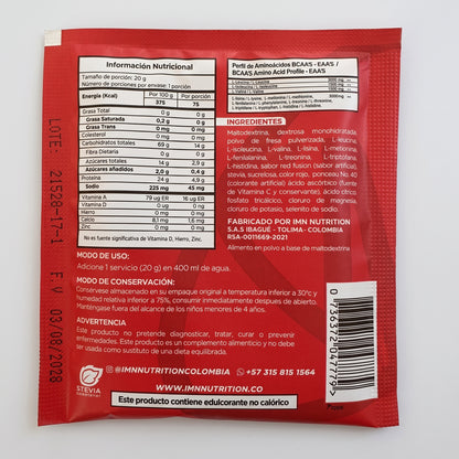 Aminoácidos BCAA 2:1:1 + EAA's IMN Nutrition 20g Sobre Monodosis – Con Electrolitos