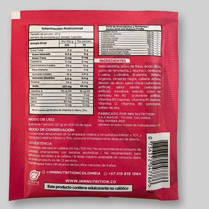 Pre-Entreno Ultimate IMN Nutrition 20g Sobre Monodosis – Con Citrulina, Beta-Alanina y Cafeína