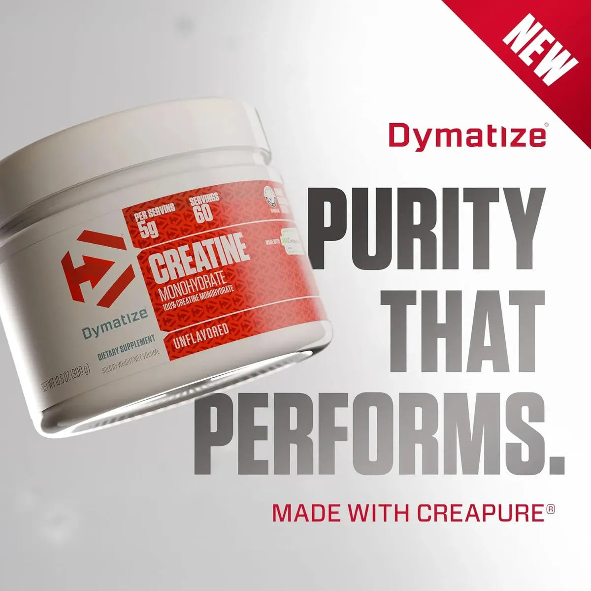 Creatina Dymatize Creapure Sin Sabor – 100% Monohidrato de Creatina Pura 60 Servicios