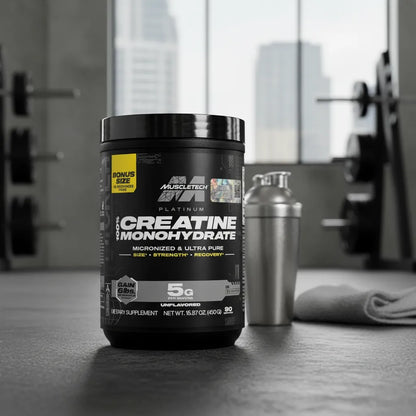 Creatina Platinum MuscleTech (90 Servicios) — 100% Creatina Monohidrato Micronizada (Sin sabor)