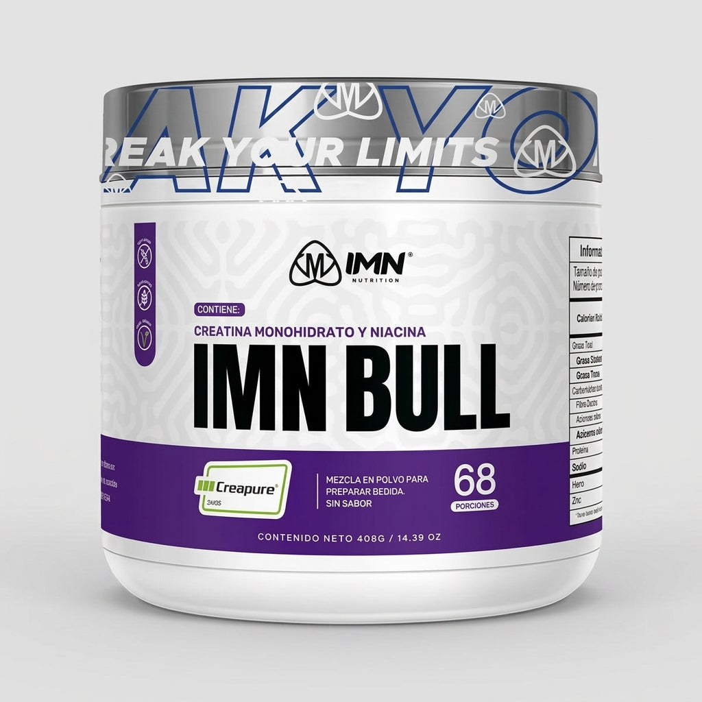 Creatina IMN Bull Sin Sabor – 68 Servicios con Creatina Monohidrato Creapure y Niacina