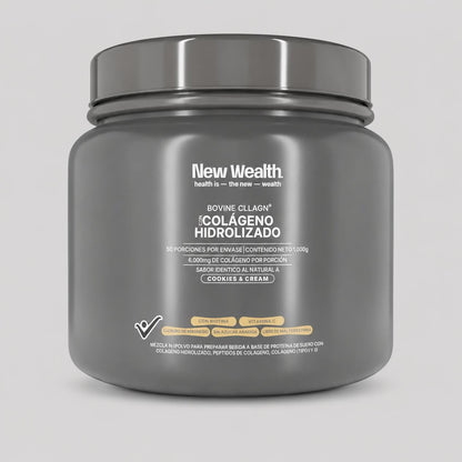 Colágeno Hidrolizado Bovino New Wealth 1000g Vainilla – 50 Servicios