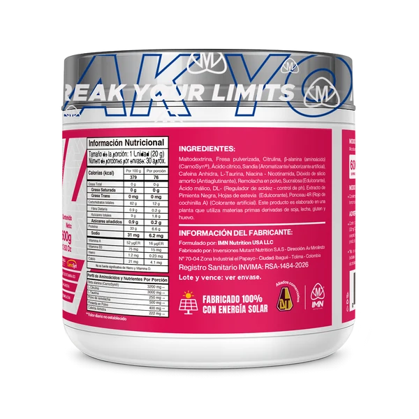 Pre-Entreno Ultimate IMN – 30 Servicios con CarnoSyn Beta-Alanina, Citrulina, Cafeína y Remolacha