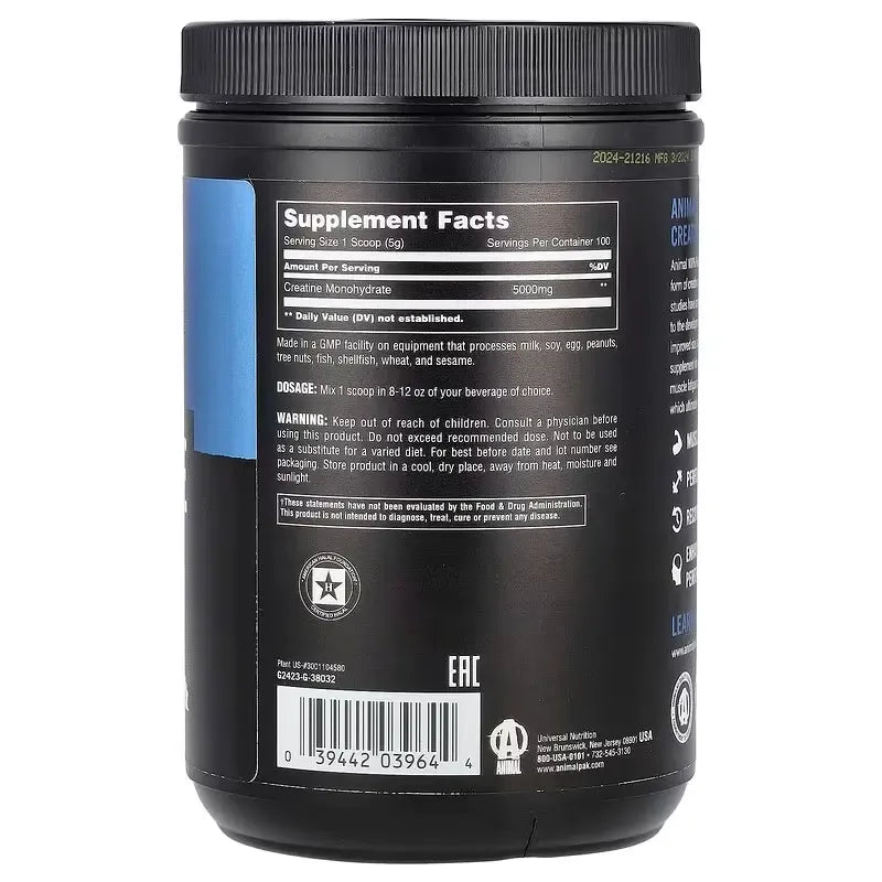 Creatine Monohydrate Animal - Micronizada, 100 Serv