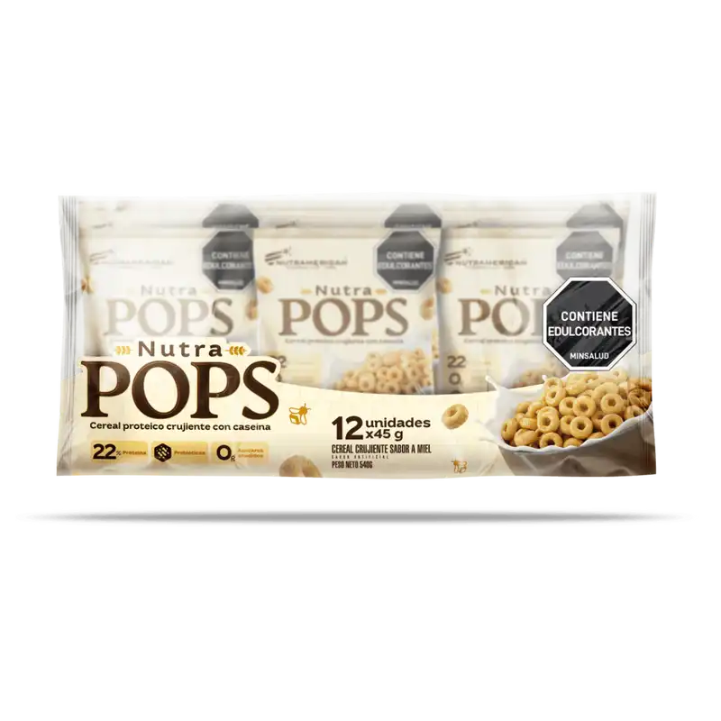 Nutra Pops Nutramerican (Pack x12 Paquetes) – Cereal Proteico Crujiente con Caseína