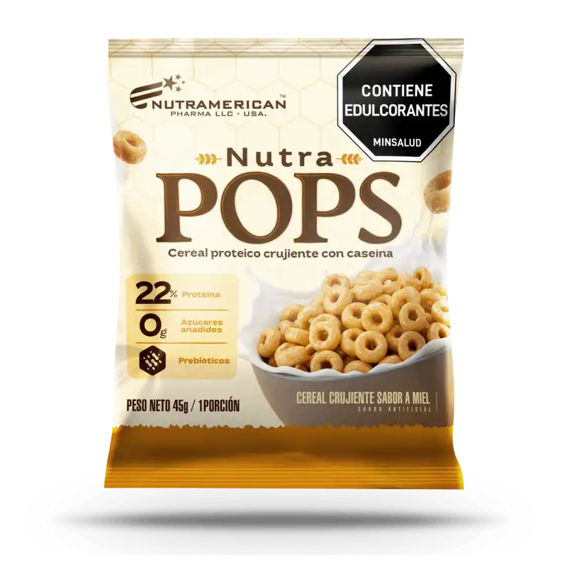 Nutra Pops Nutramerican (Pack x12 Paquetes) – Cereal Proteico Crujiente con Caseína