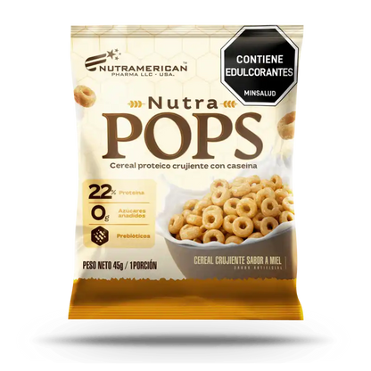 Nutra Pops Nutramerican (Pack x12 Paquetes) – Cereal Proteico Crujiente con Caseína