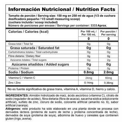Vitamina C en Polvo Nutra C Nutramerican 500g Sabor Naranja - 3333 servicios